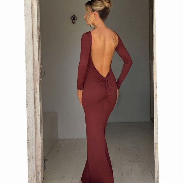 Festliches Hochzeitsgast-Kleid mit Langarm in Maxilänge (5)