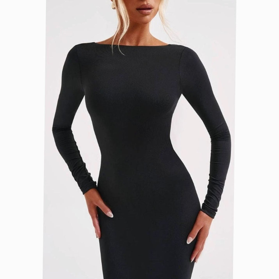 Festliches Hochzeitsgast-Kleid mit Langarm in Maxilänge (7)