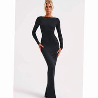 Julia | Festliches Hochzeitsgast-Kleid mit Langarm in Maxilänge