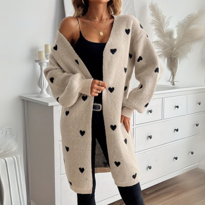 Figurschmeichelnde Damen Strickjacke elegant für den Alltag in Beige
