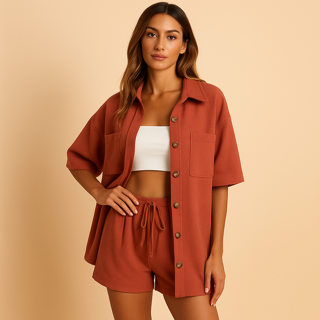 Fleece Damen Bluse zum Überziehen in Rot
