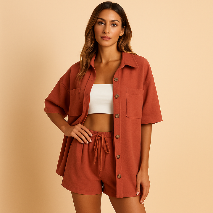 Fleece Damen Bluse zum Überziehen in Rot