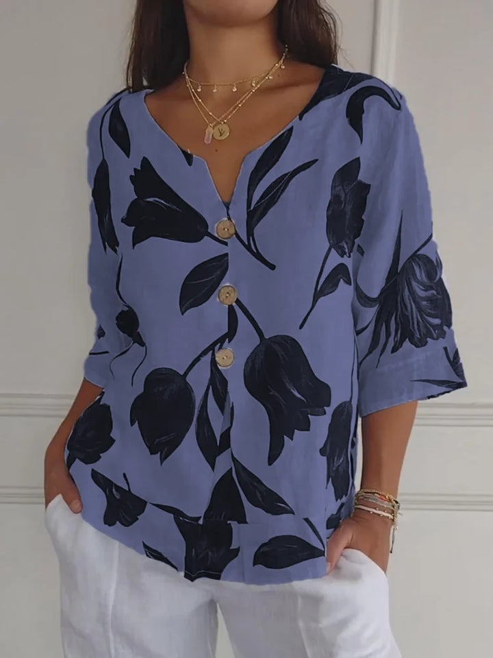 Fließende Blumenbluse in Blau