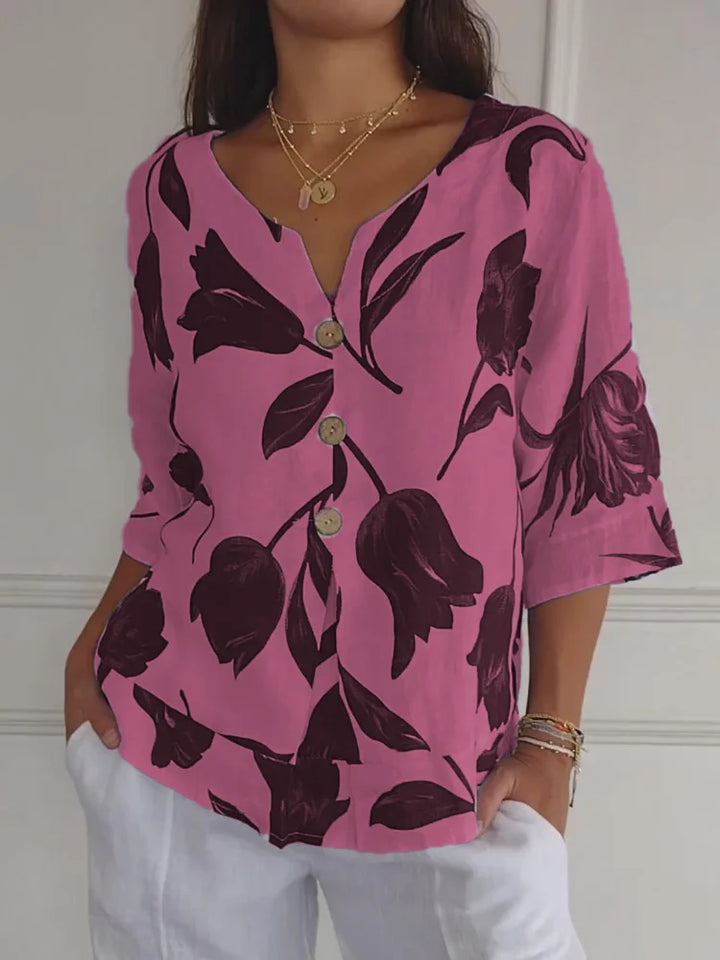 Fließende Blumenbluse in Rosa