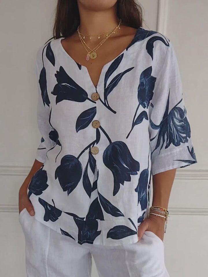 Fließende Blumenbluse in Weiß