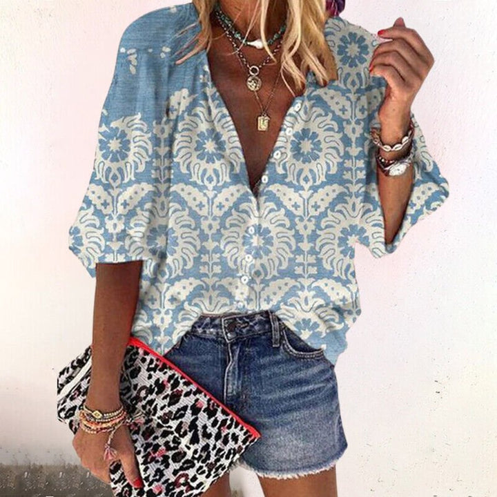 Fließende Boho-Bluse in Blau