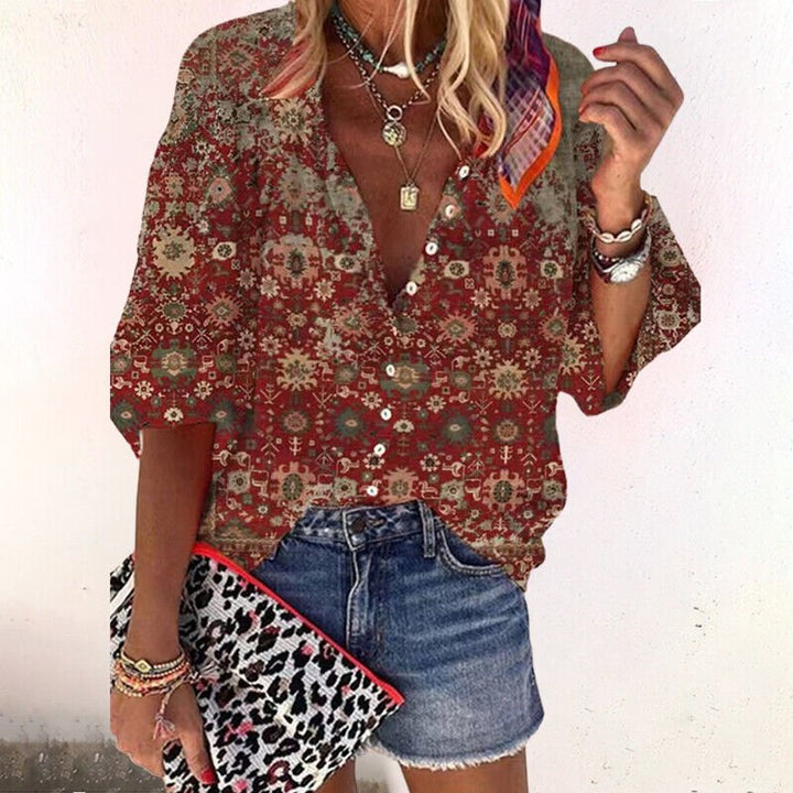 Fließende Boho-Bluse in Braun