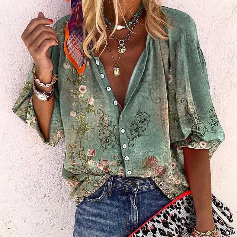 Fließende Boho-Bluse in Grün