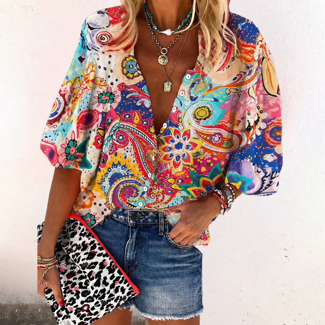 Fließende Boho-Bluse in Rosa