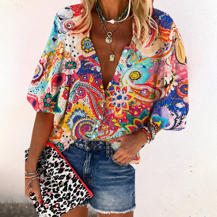 Fließende Boho-Bluse in Rosa