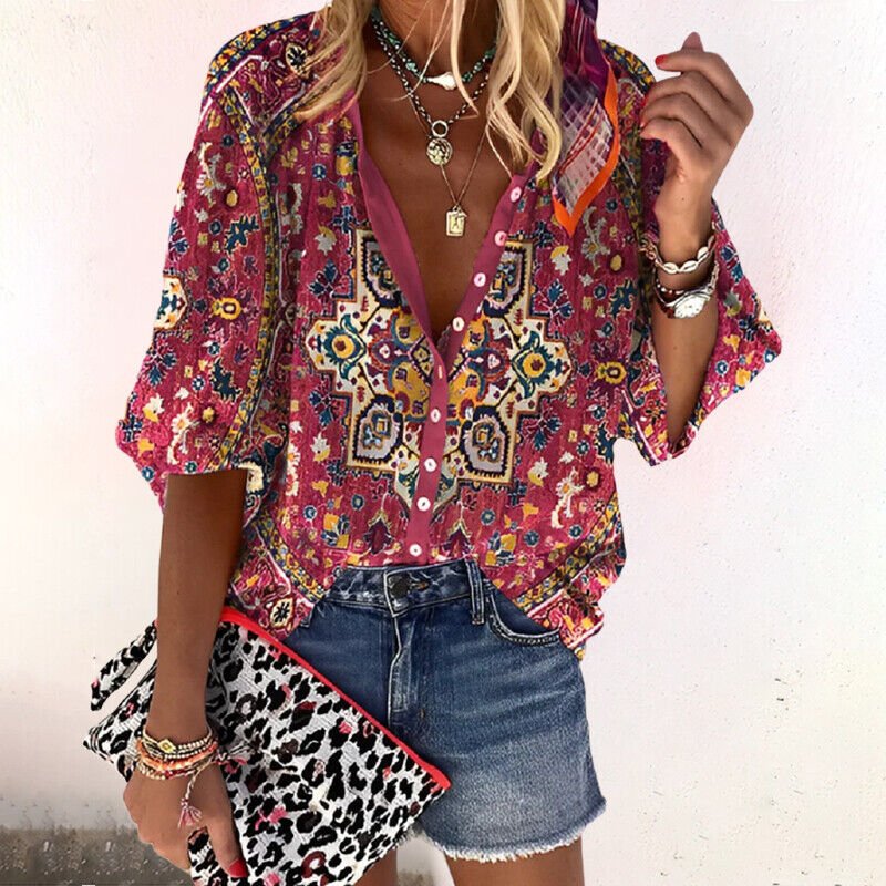 Fließende Boho-Bluse in Rot