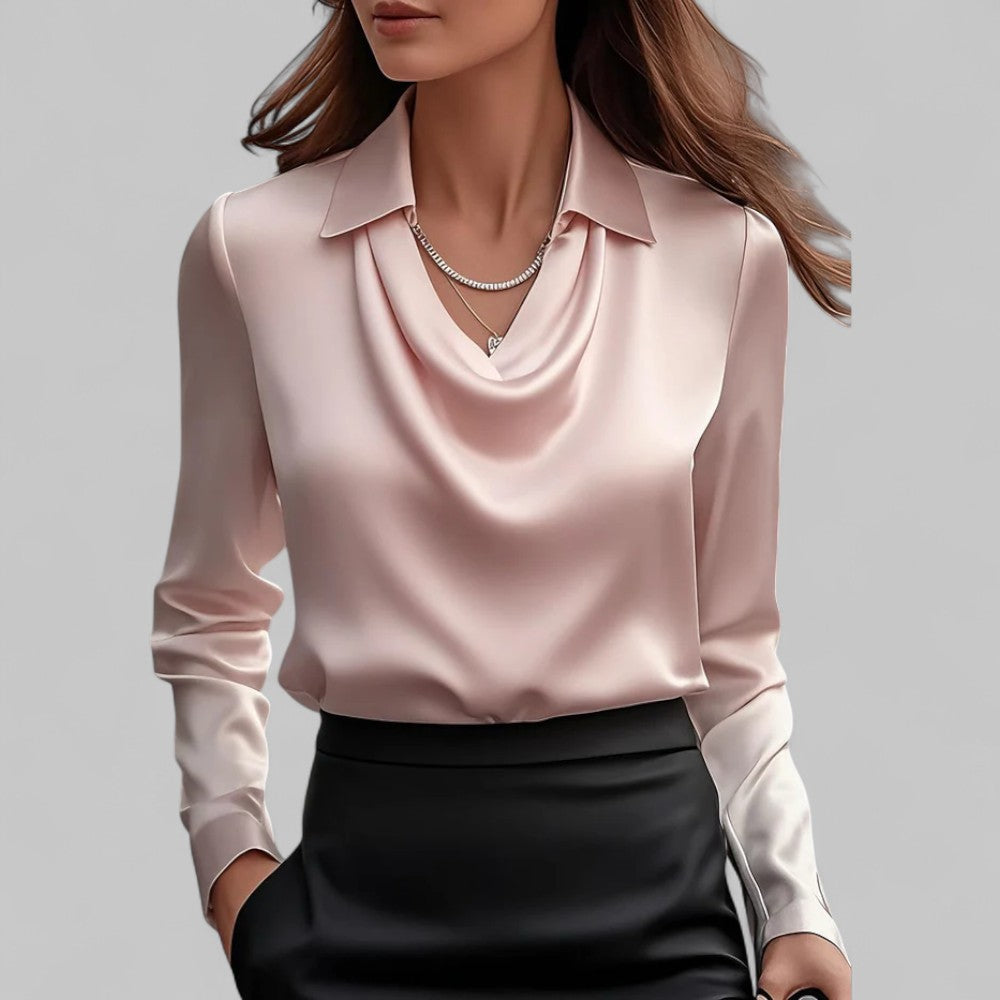 Fließende Damen Satinbluse für elegante Anlässe in Rosa