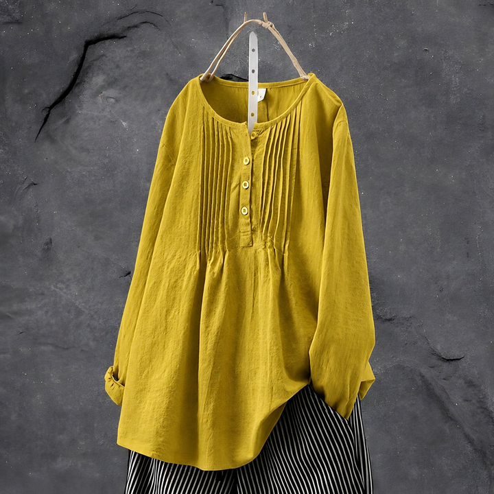 Fließende Eleganz-Bluse in Senf