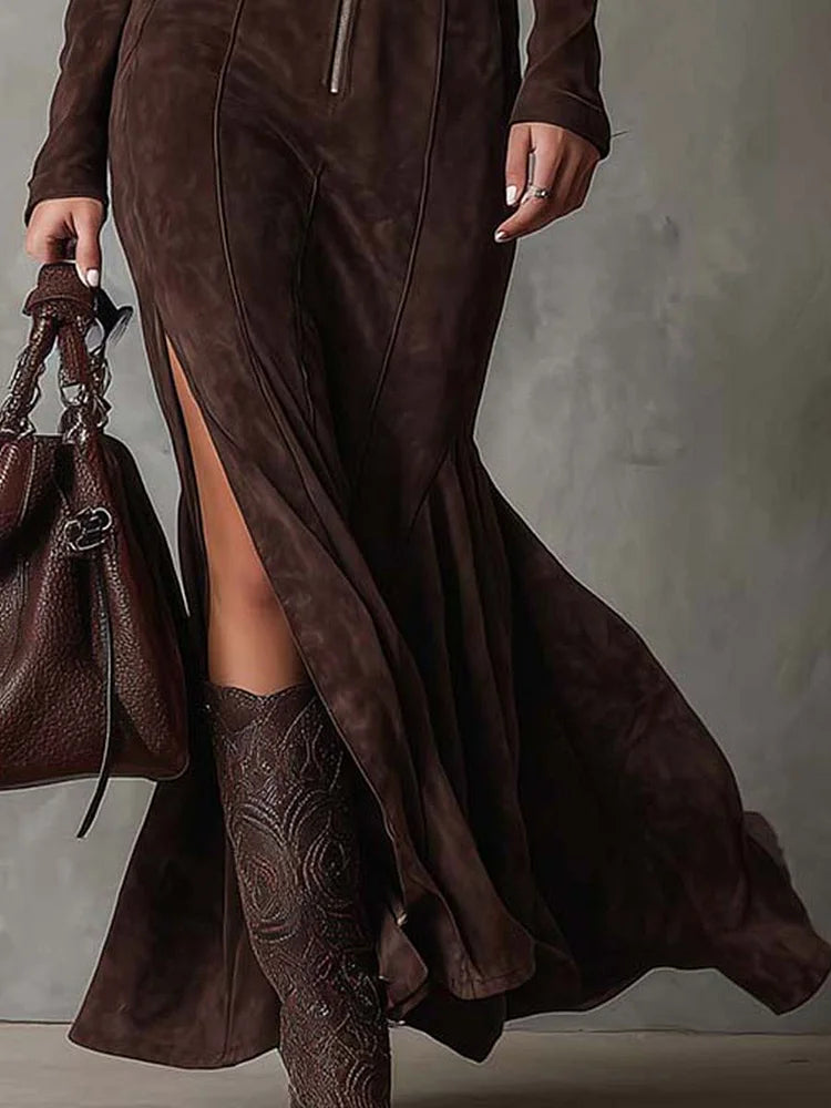 Fließendes Herbst-Maxikleid für Hochzeitsgäste (3)