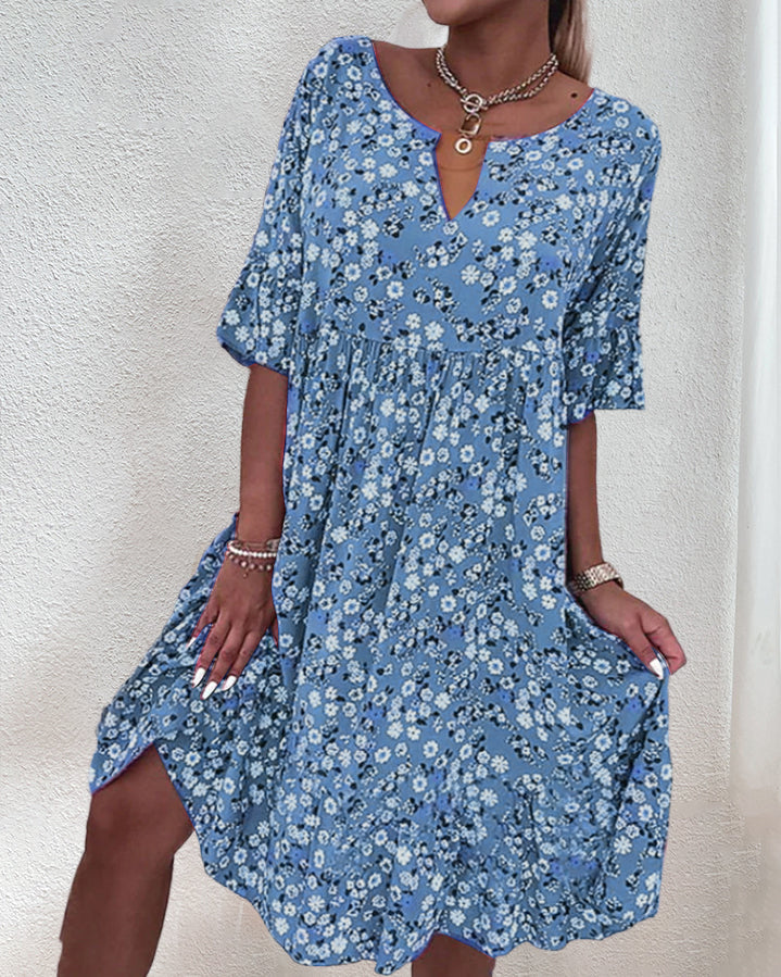 Florale Damen Sommerkleid in Blau