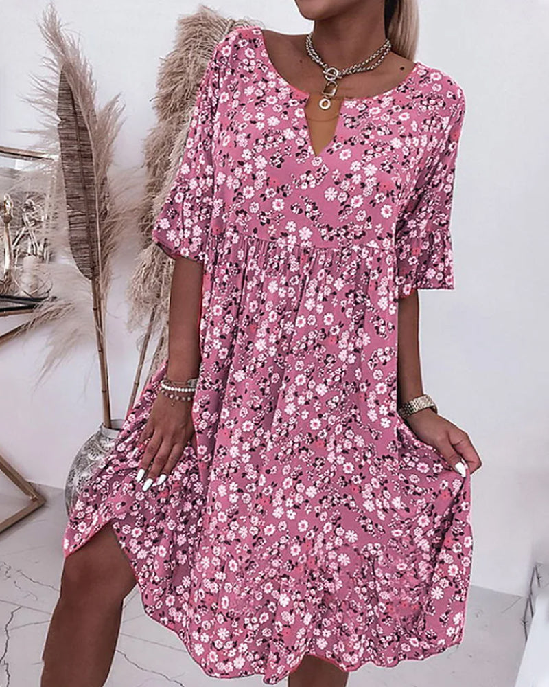 Florale Damen Sommerkleid in Rosa