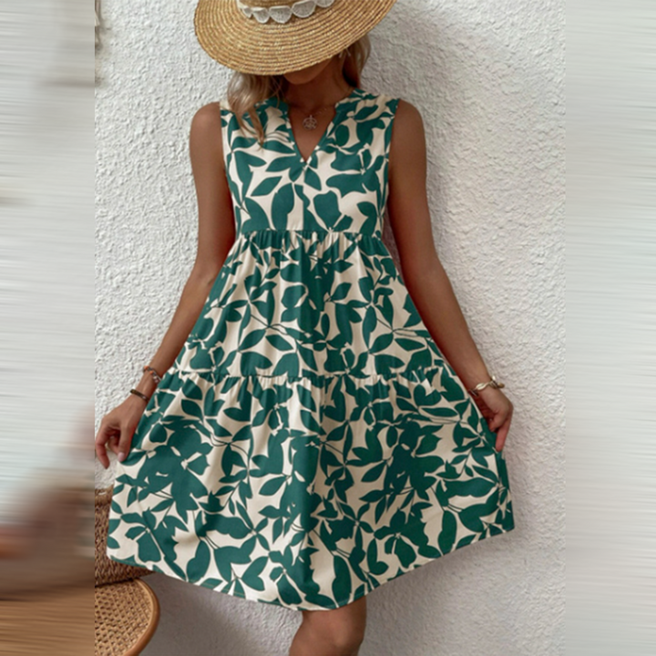 Florales Midikleid für Hochzeitsgäste in Grün