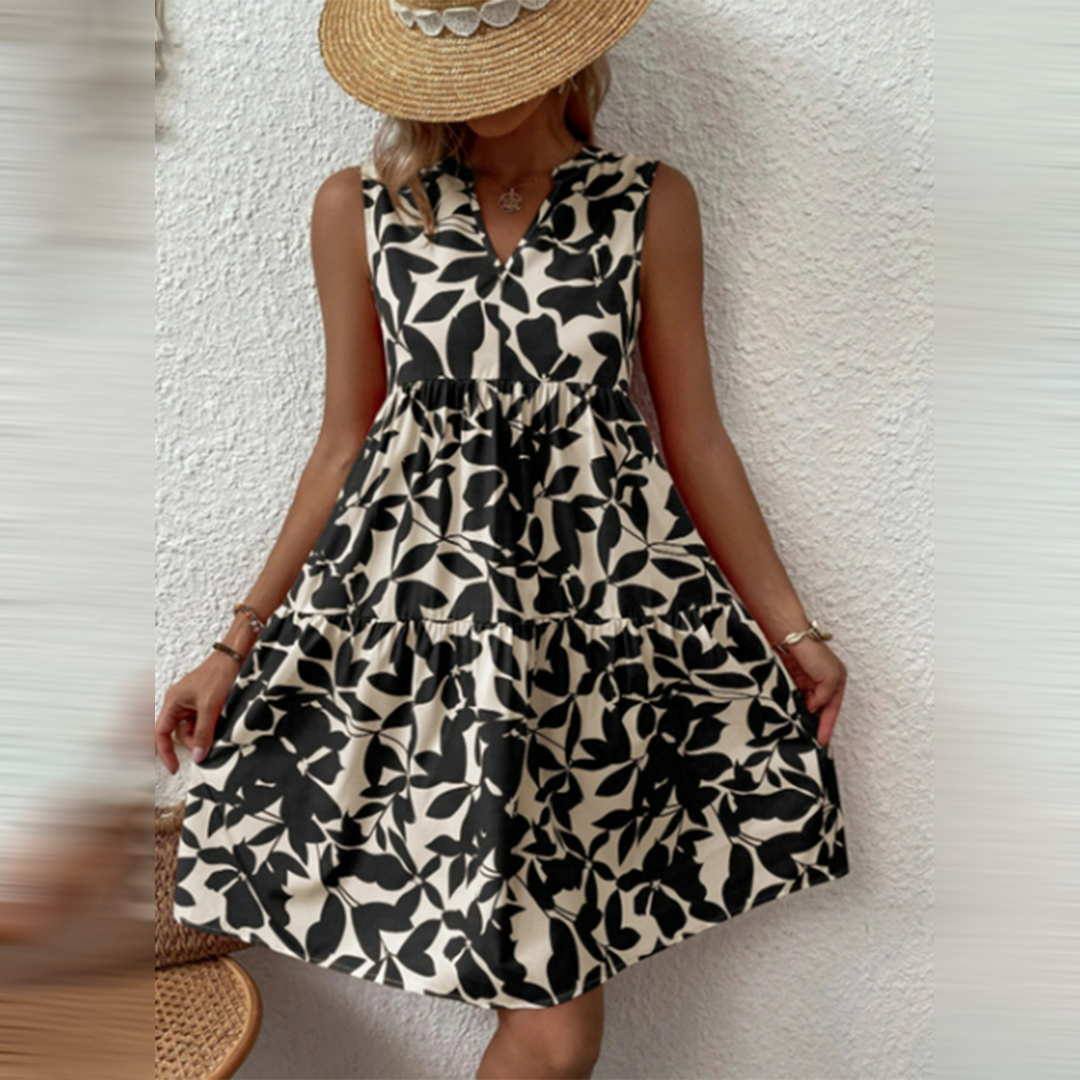 Florales Midikleid für Hochzeitsgäste in Schwarz