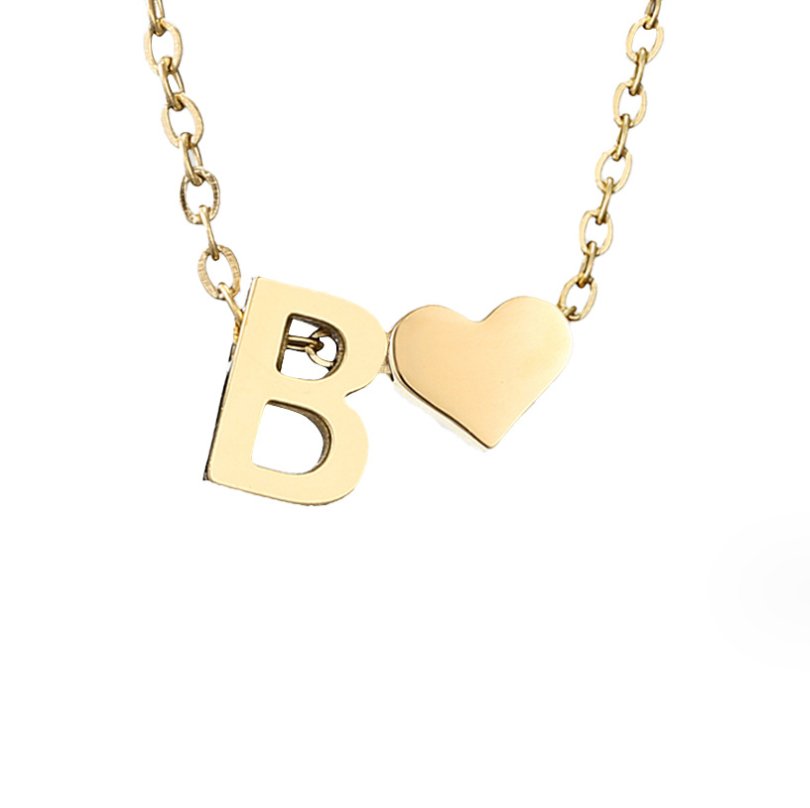 Zeitlose Initialen Halskette mit Herz Charm