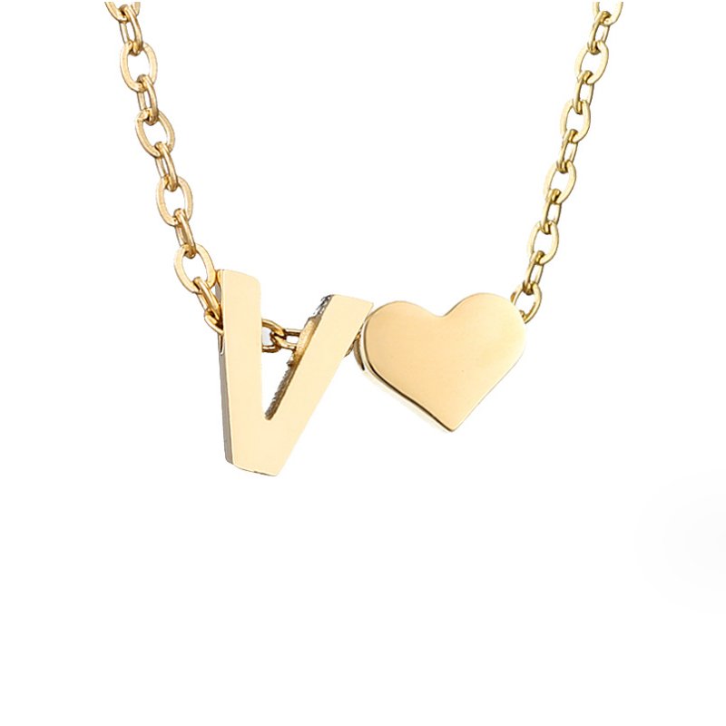 Zeitlose Initialen Halskette mit Herz Charm