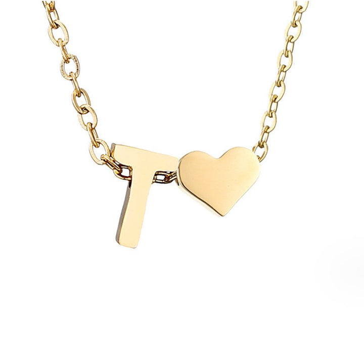 Zeitlose Initialen Halskette mit Herz Charm