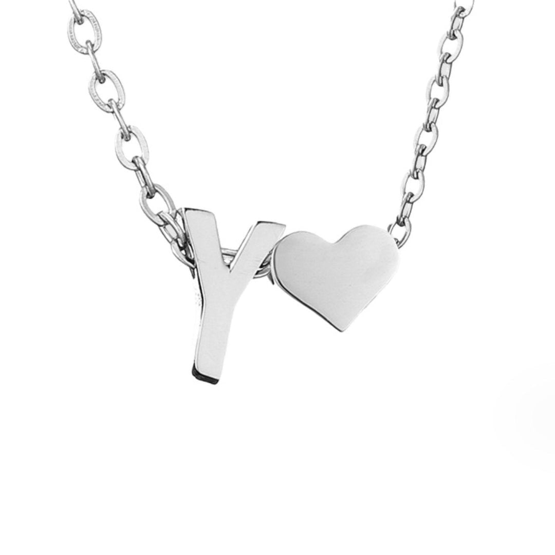 Zeitlose Initialen Halskette mit Herz Charm