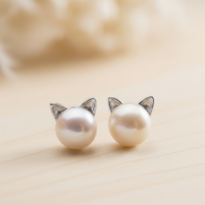 Purrfectly Elegant Perlen Katzen Ohrstecker