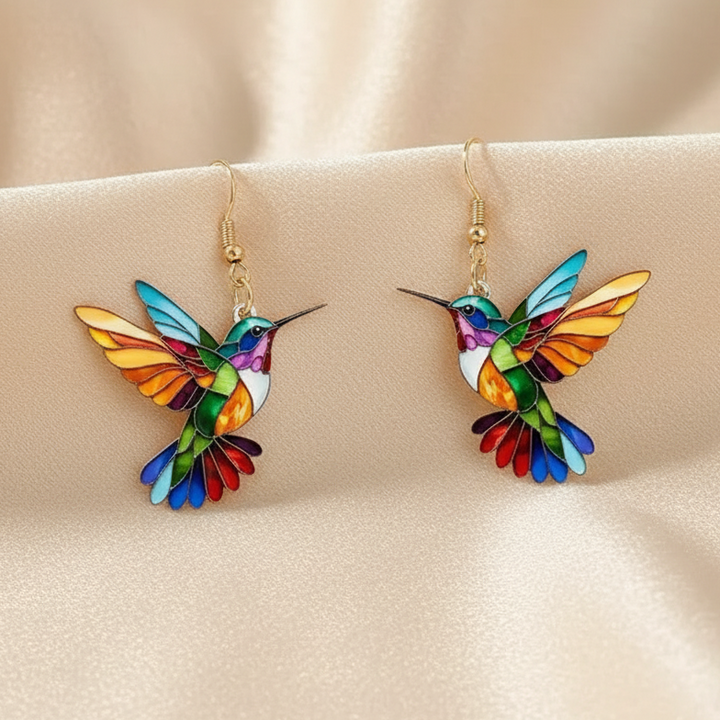 Regenbogen Kolibri Statement Ohrringe