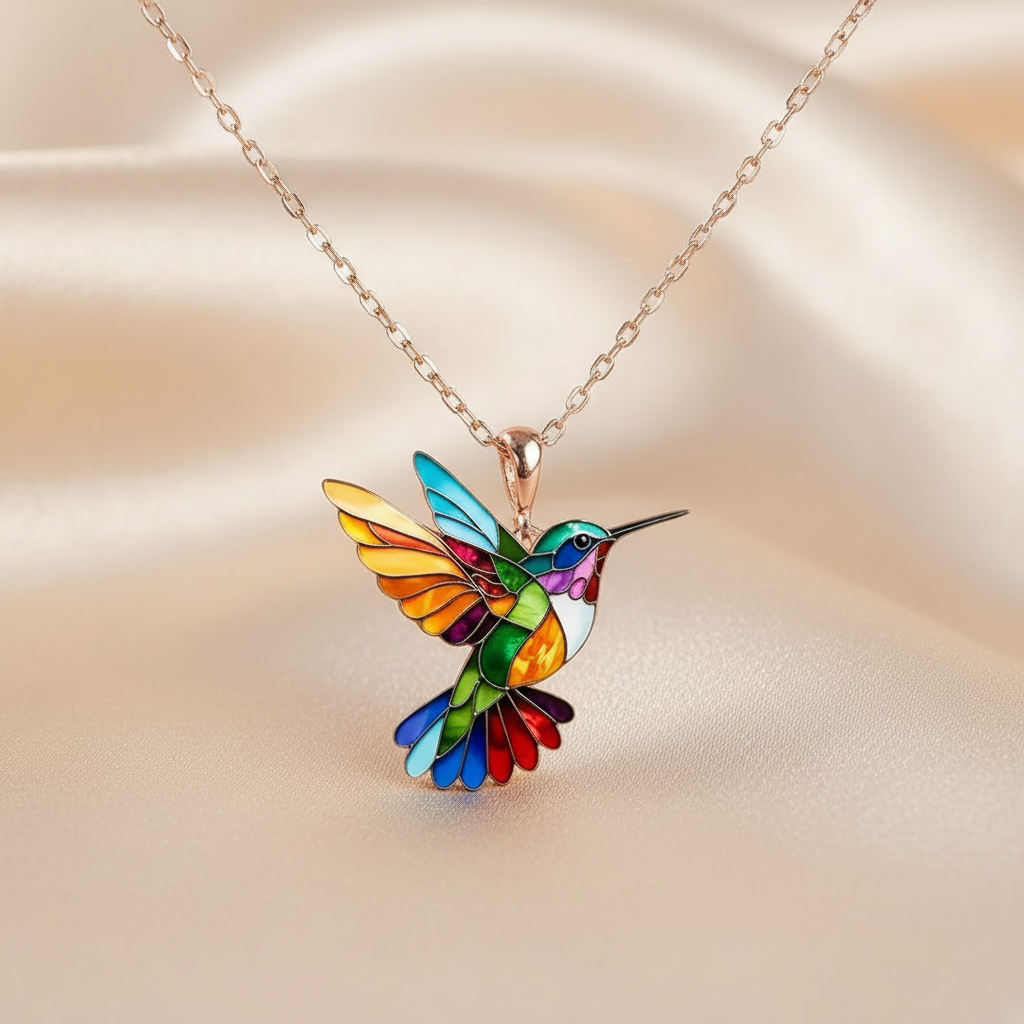 Regenbogen Kolibri Statement Anhänger