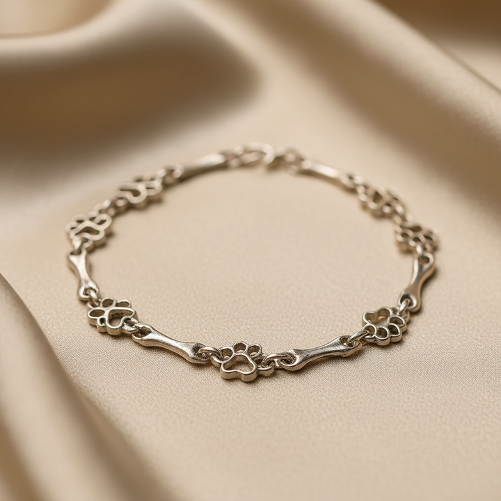 Limitierte Reinsilber Pfote Knochen Armband