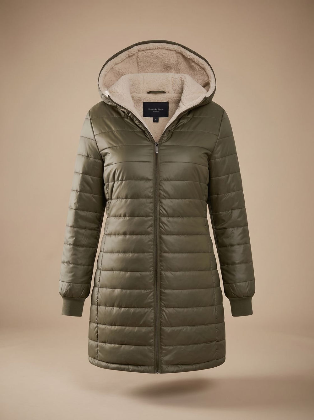Gemütliche Damen Winterjacke mit Kapuze Oberschenkellang (2)