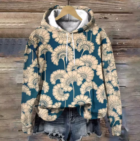 Gemütlicher Damen Hoodie aus Strick für Herbst in Goldener Farn