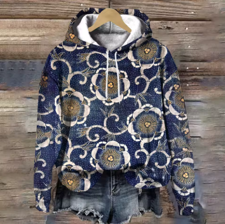 Gemütlicher Damen Hoodie aus Strick für Herbst in Königsindigo