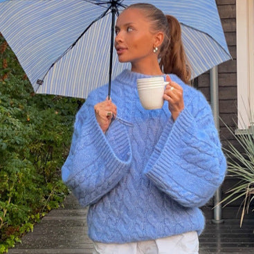 Gemütlicher Damen Pullover mit Zopfmuster