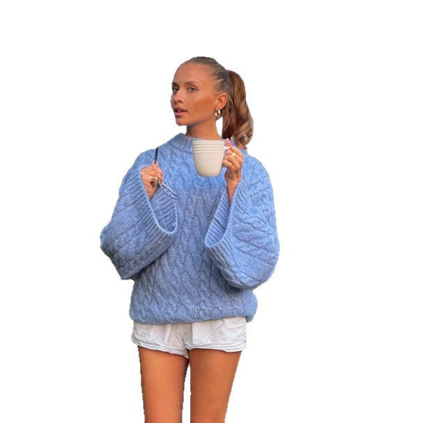 Gemütlicher Damen Pullover mit Zopfmuster (5)