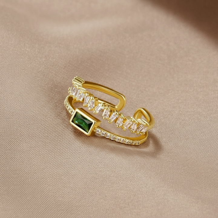 Verstellbarer Ring aus Waldgrünem Zirkonia