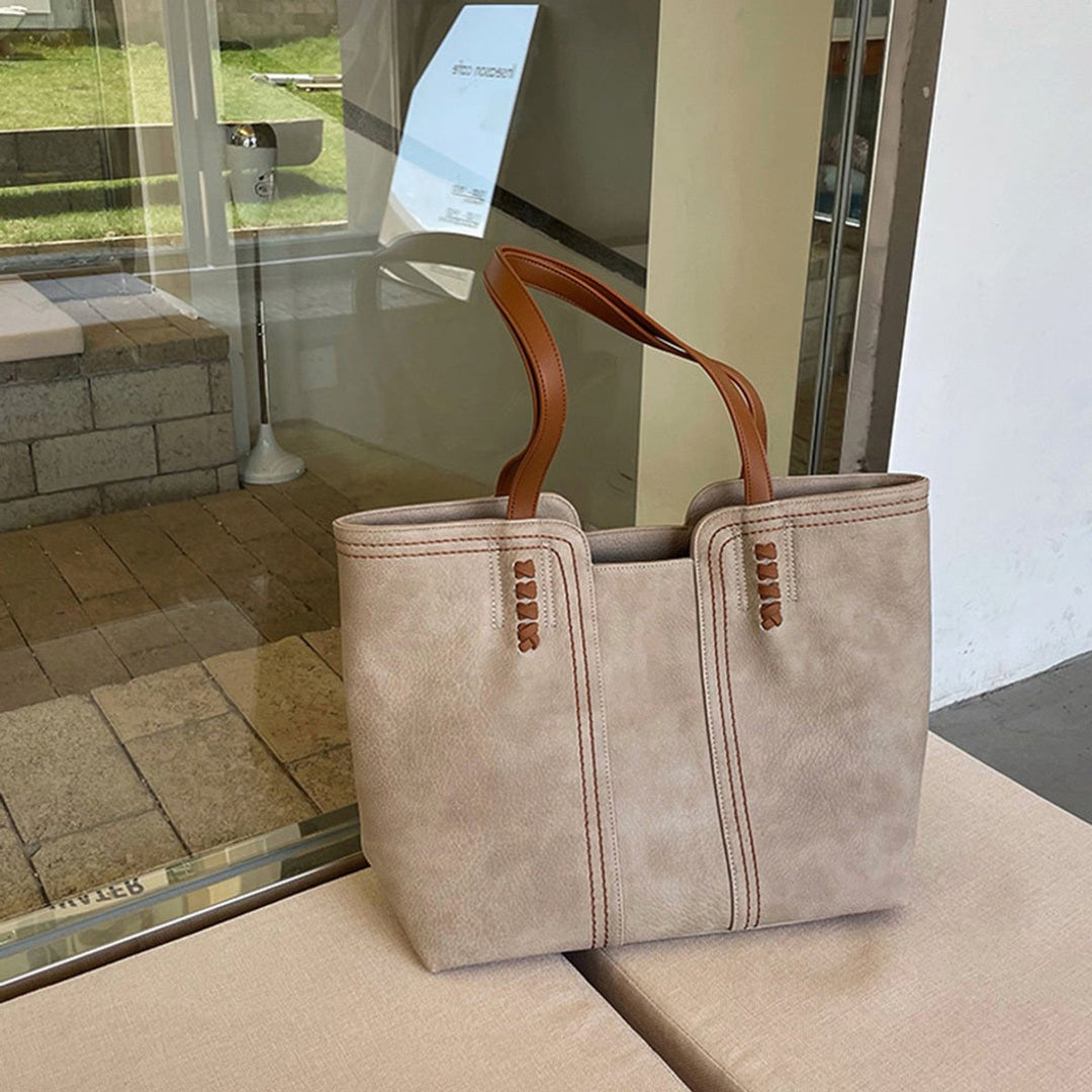 Geräumige Kunstleder Laptoptasche für Damen in Khaki