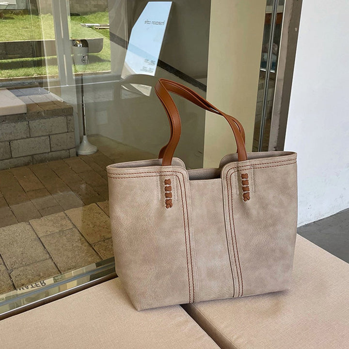 Geräumige Kunstleder Laptoptasche für Damen in Khaki