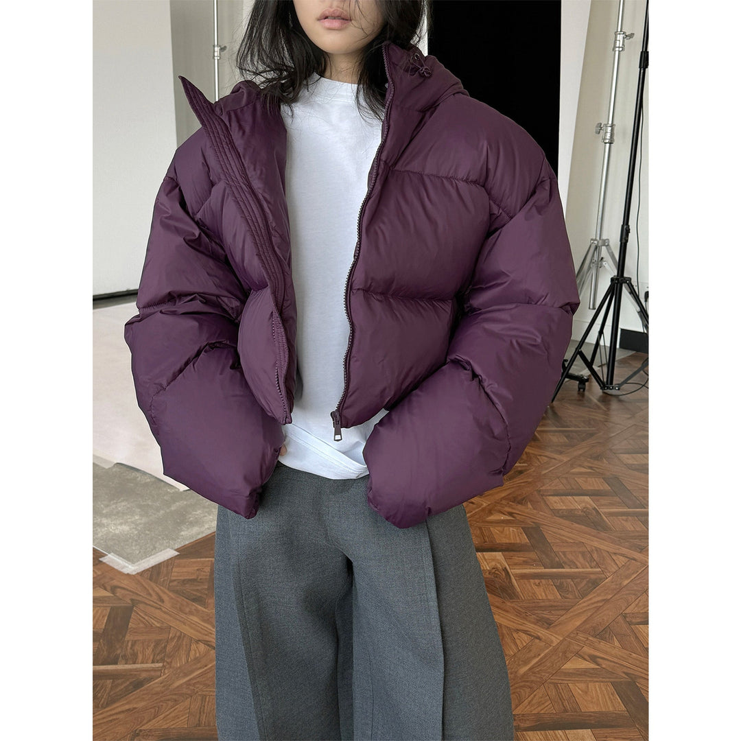 Gesteppte Damen Winterjacke mit Kapuze in Violett