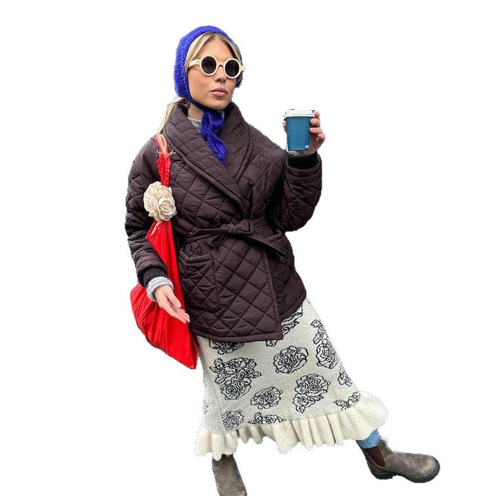 Gesteppte Damen Winterjacke mit Wickelfront (5)