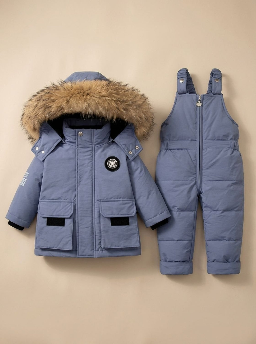 Gesteppter Schneeanzug mit Winterjacke für Kinder in Blau