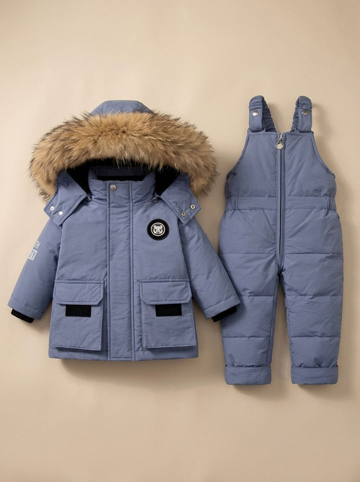 Gesteppter Schneeanzug mit Winterjacke für Kinder in Blau