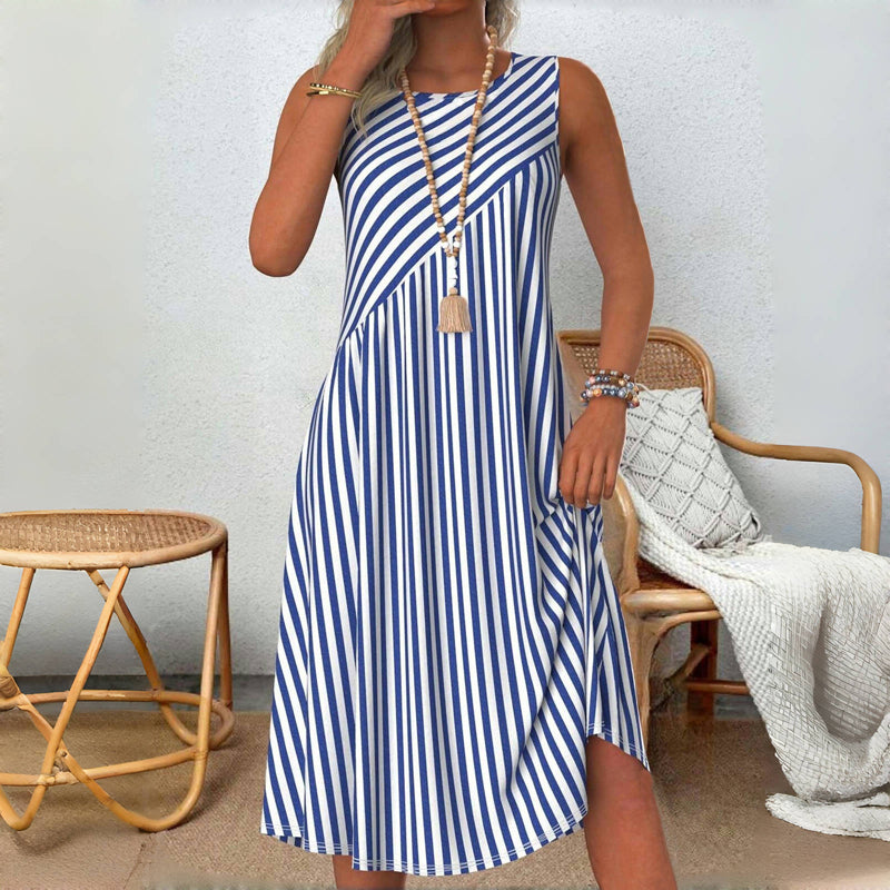 Gestreiftes Kleid im Lässigen Stil für Damen in Blau und Weiß