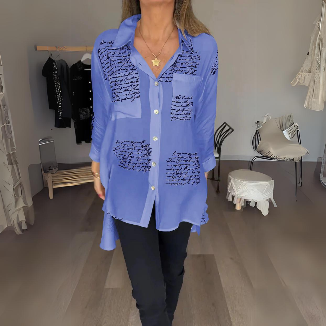 Handgeschriebenes Button-Up Hemd Leinen hemd in Lila