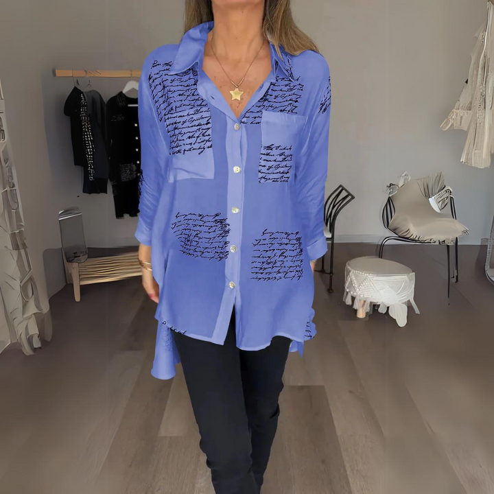 Handgeschriebenes Button-Up Hemd Leinen hemd in Lila