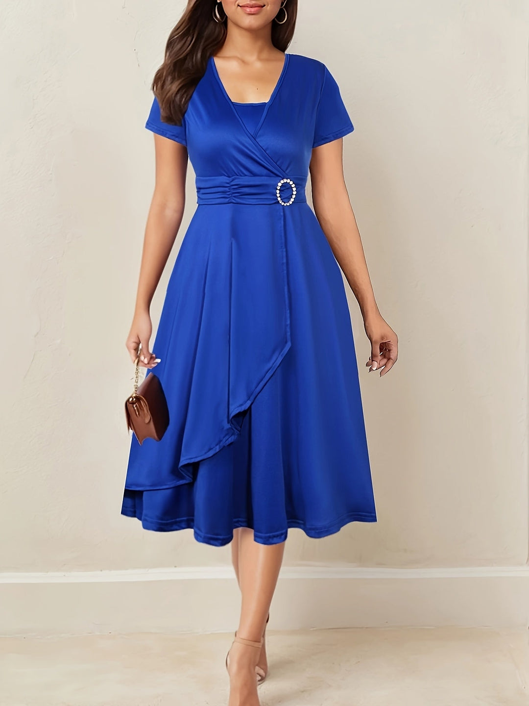 Herbstliches Hochzeitsgast Maxikleid in Blau