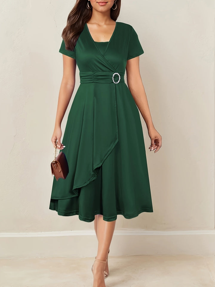 Herbstliches Hochzeitsgast Maxikleid in Dunkelgrün