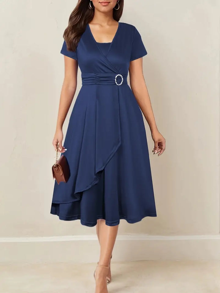 Herbstliches Hochzeitsgast Maxikleid in Marineblau