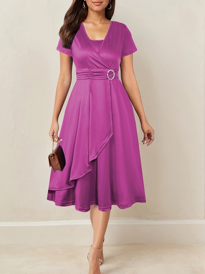 Herbstliches Hochzeitsgast Maxikleid in Rosenrot