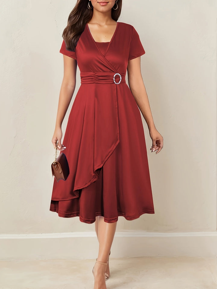 Herbstliches Hochzeitsgast Maxikleid in Rot